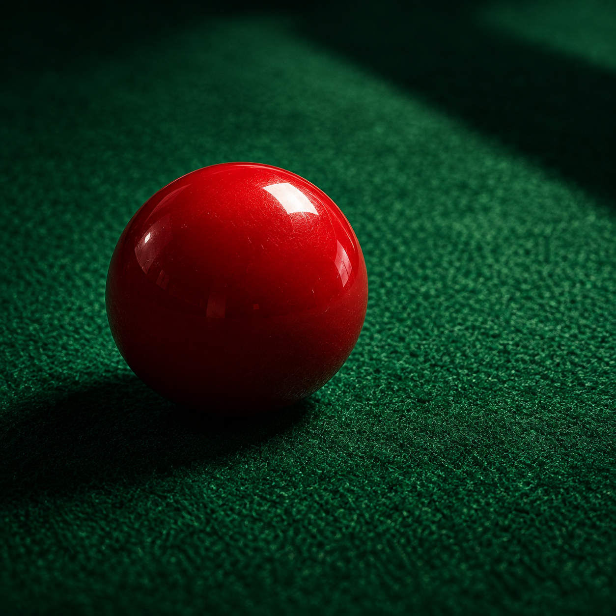 Crvena snooker kugla na zelenom čohu.